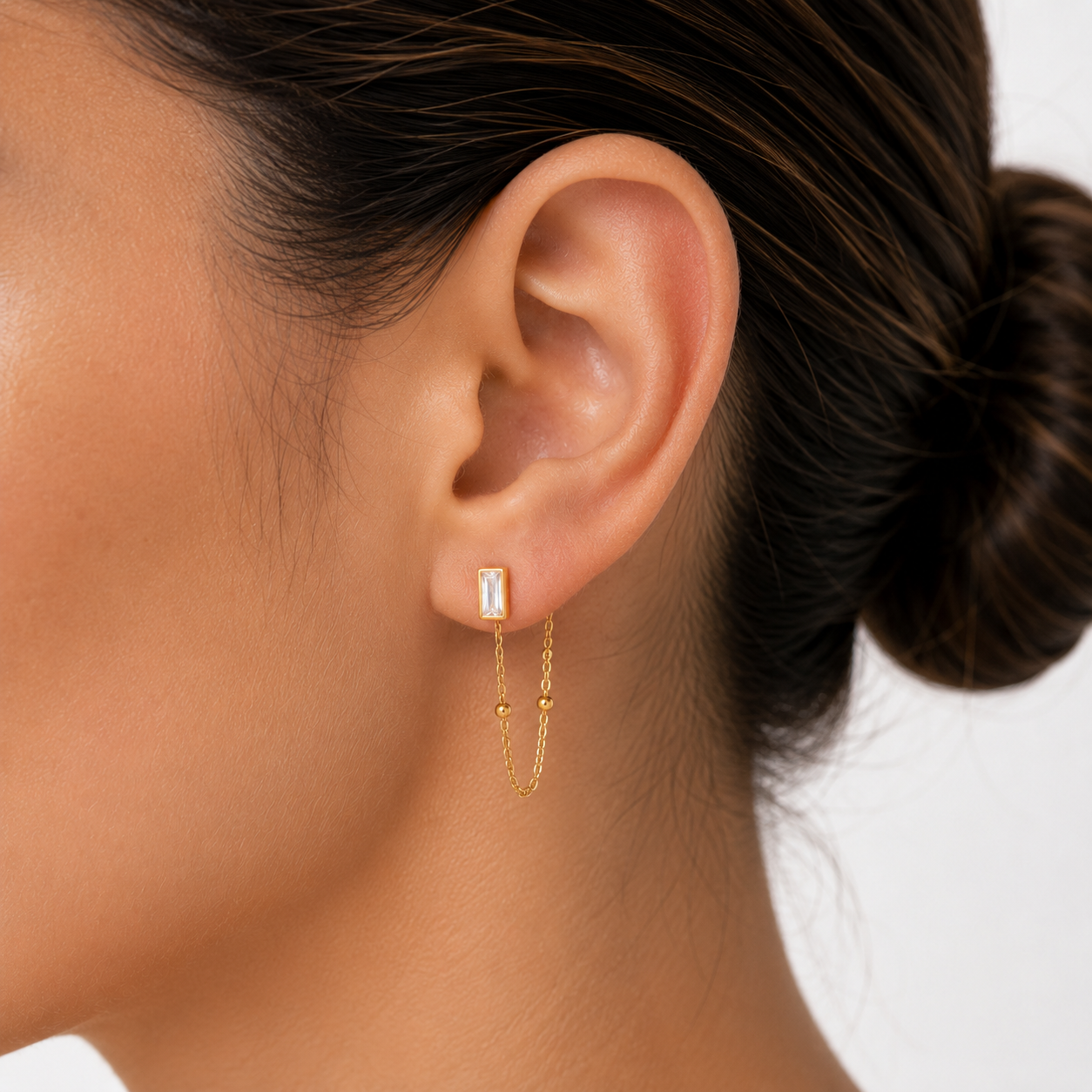 Baguette Chain Studs