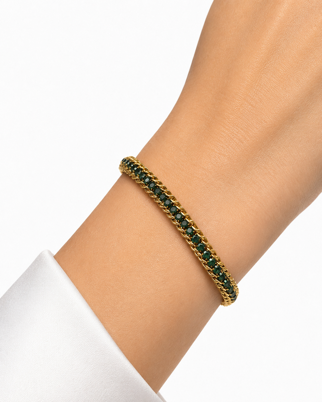 Emerald Crystal Chain Wrap Bracelet