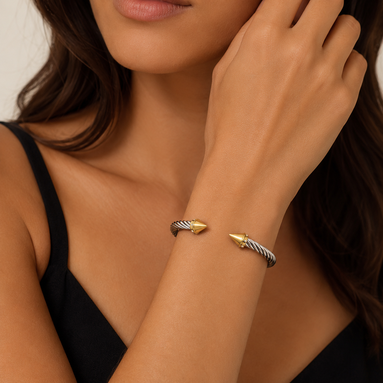 Spike End Cable Cuff Bangle