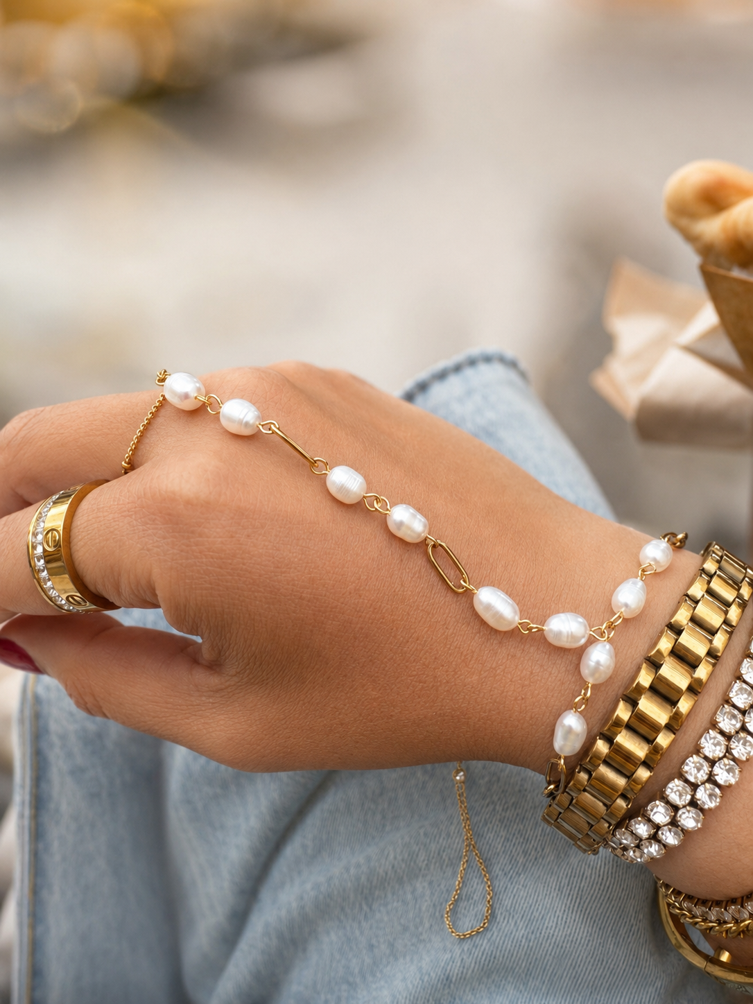 Nadia Pearl Hand Chain