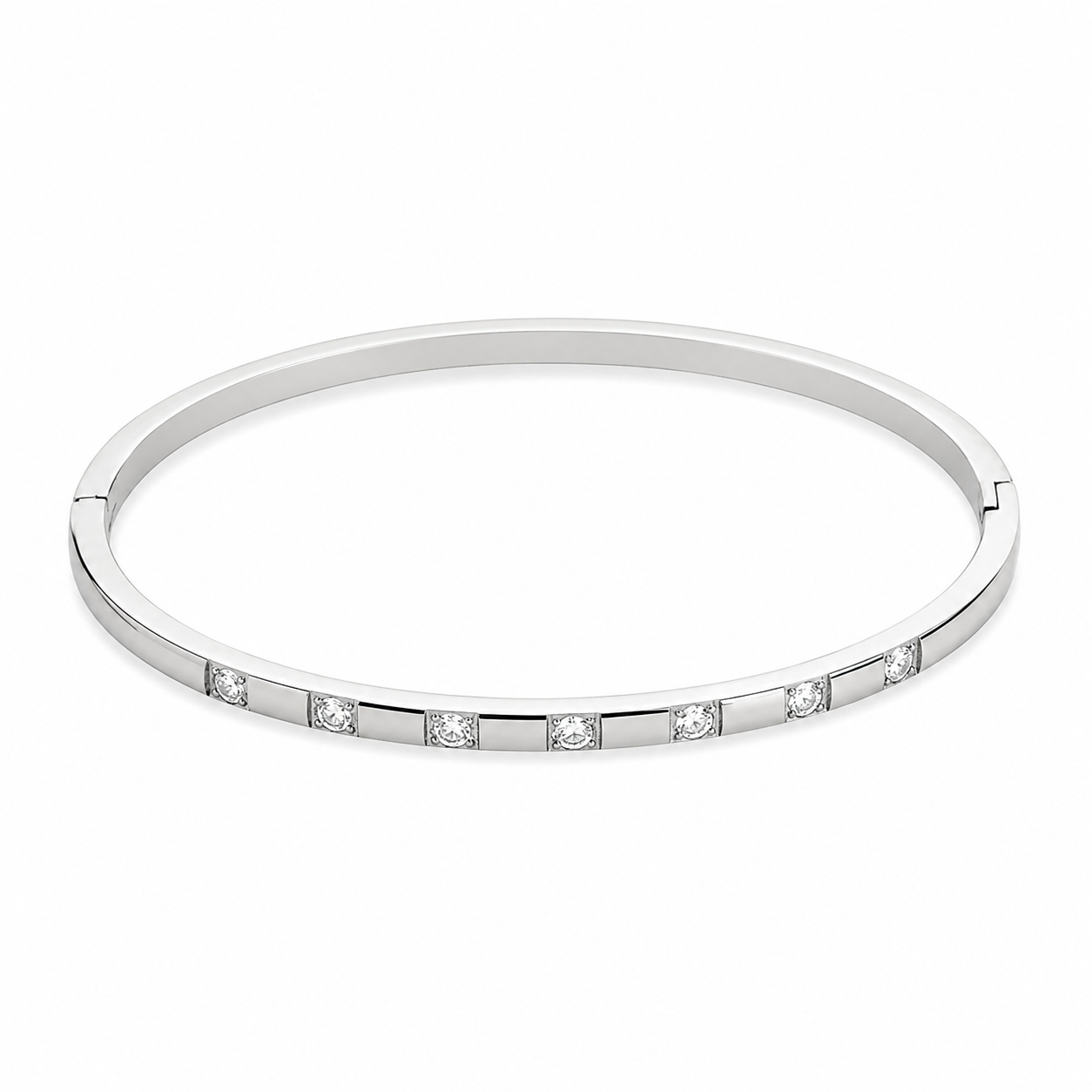 Silver CZ Station Bangle