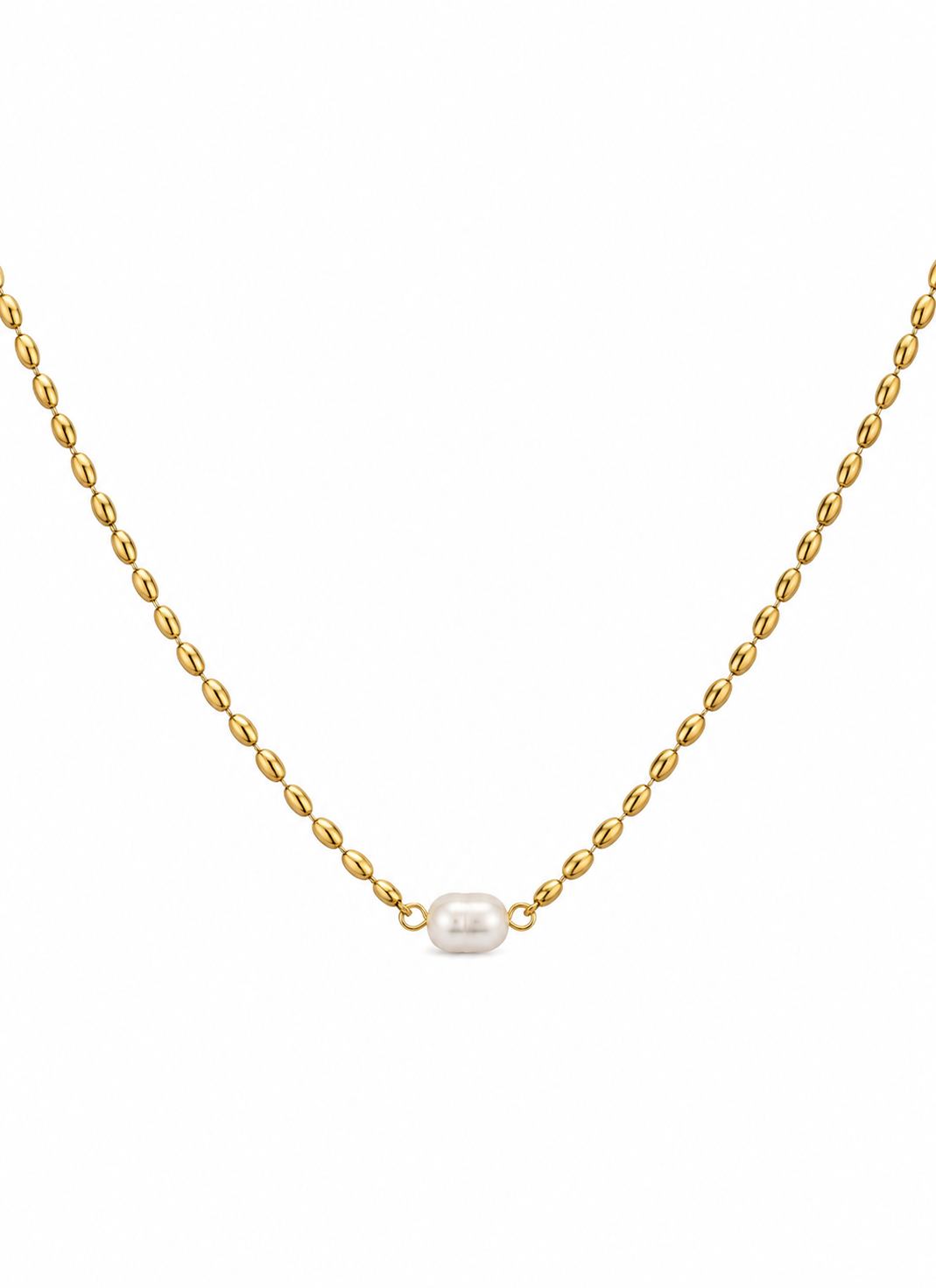 Pearl Bead Solitaire Necklace