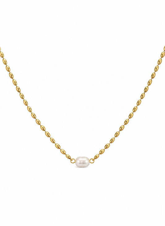 Pearl Bead Solitaire Necklace