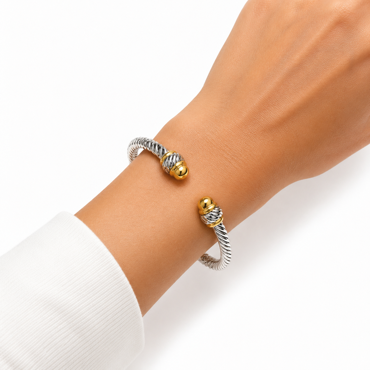 Bold Twist Gold Cap Cuff