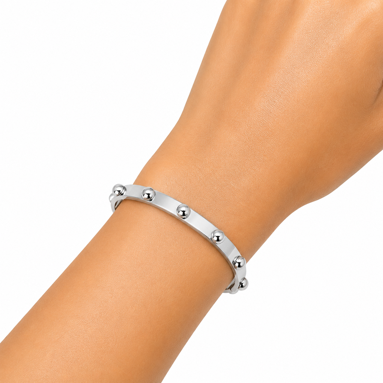 Silver Studded Bangle 6mm