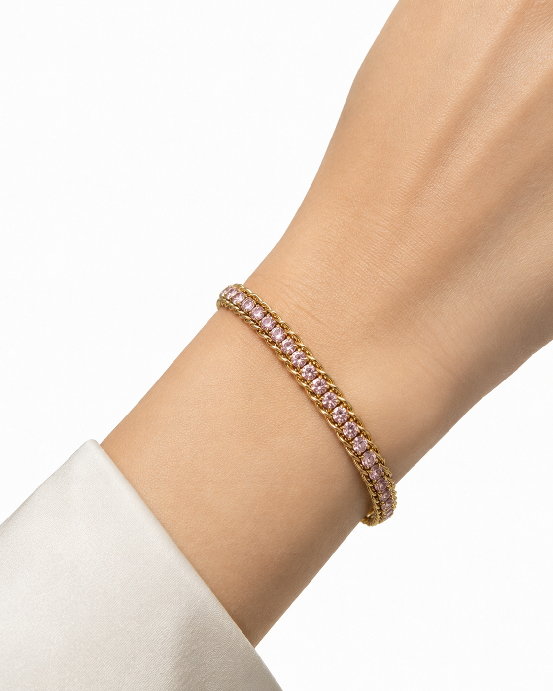Pink Crystal Chain Wrap Bracelet