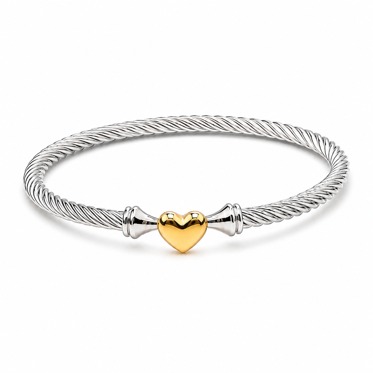 Twist Heart Gold Bangle