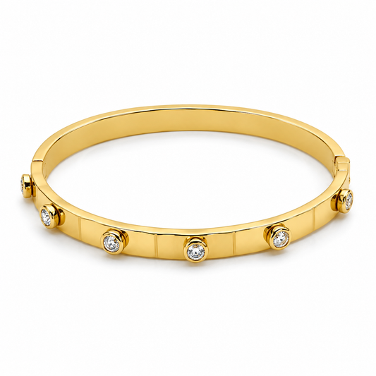 Crystal Station Hinged Bangle
