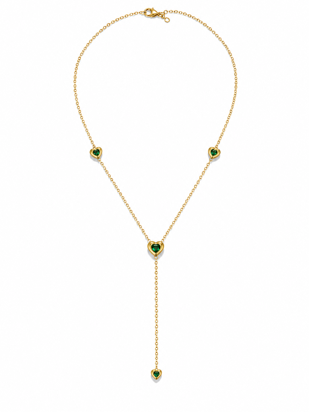 Emerald Heart Y Lariat Necklace