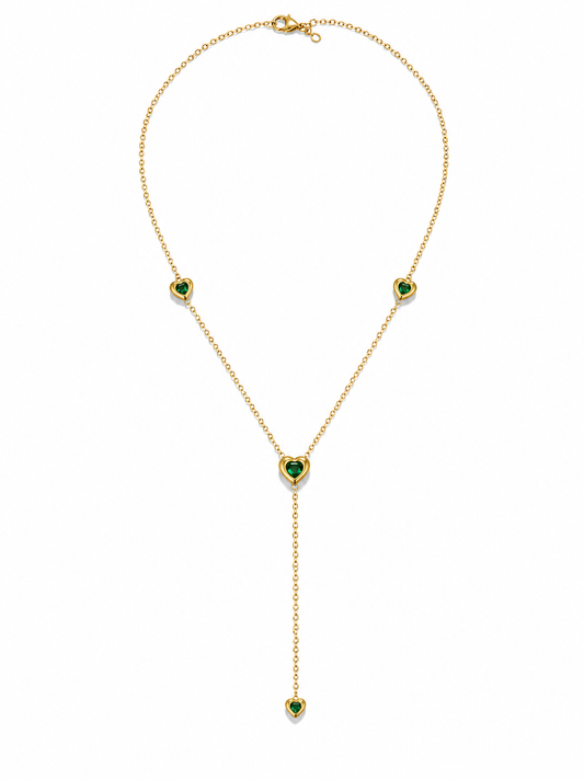 Emerald Heart Y Lariat Necklace