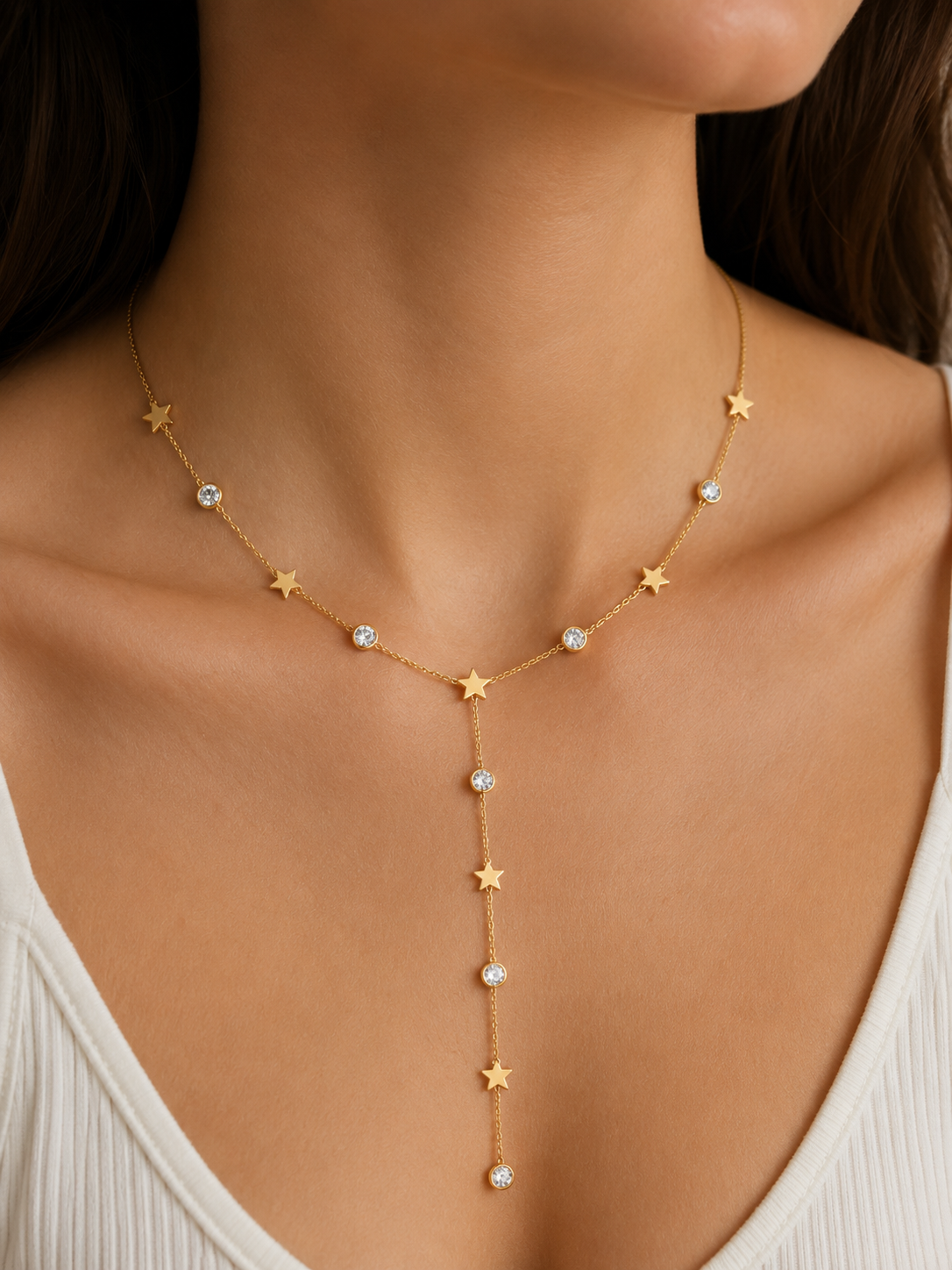 Stellar Drop Y Lariat Necklace