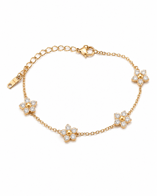 Daisy Bloom Crystal Station Bracelet