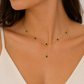 Emerald Round Station Y Drop Necklace