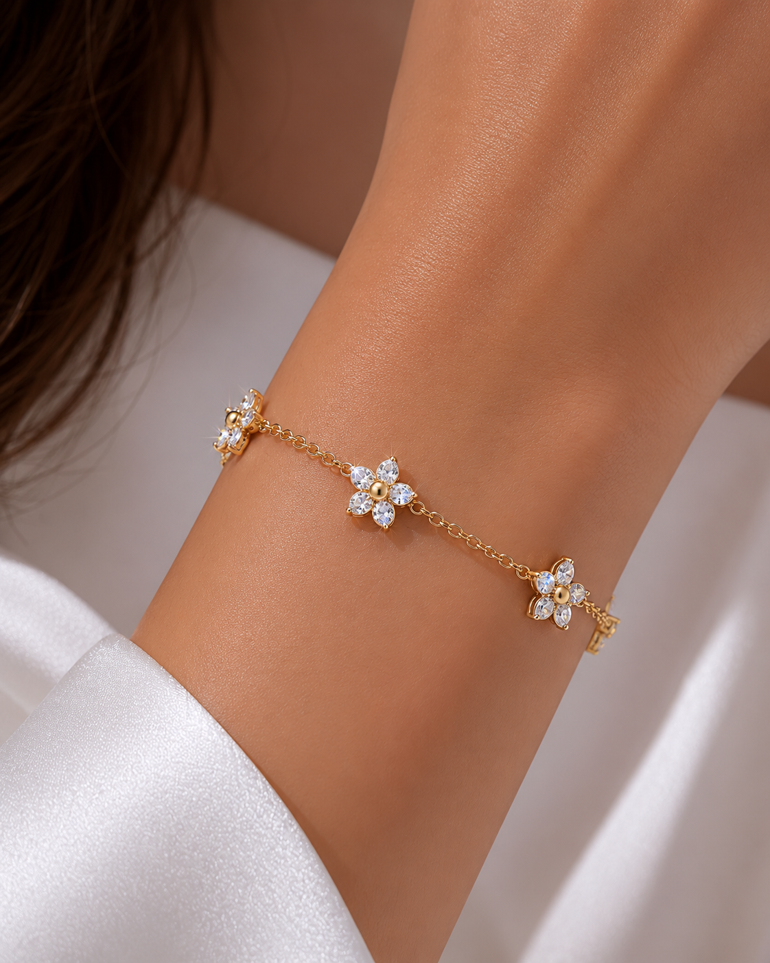 Daisy Bloom Crystal Station Bracelet
