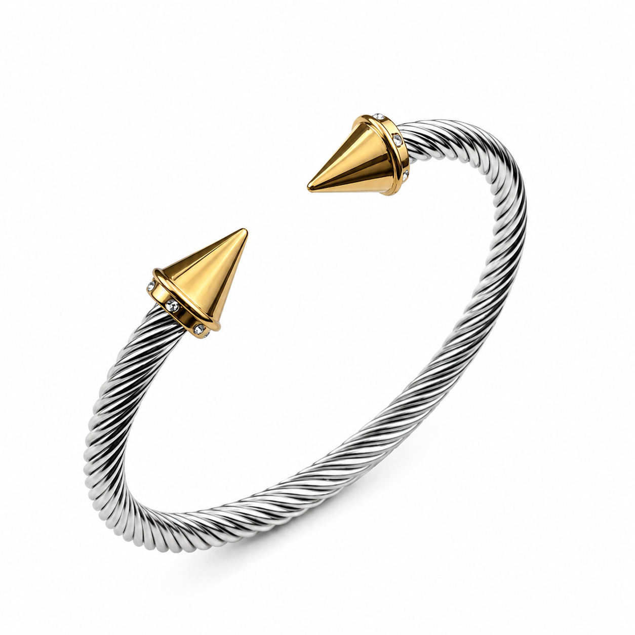 Spike End Cable Cuff Bangle