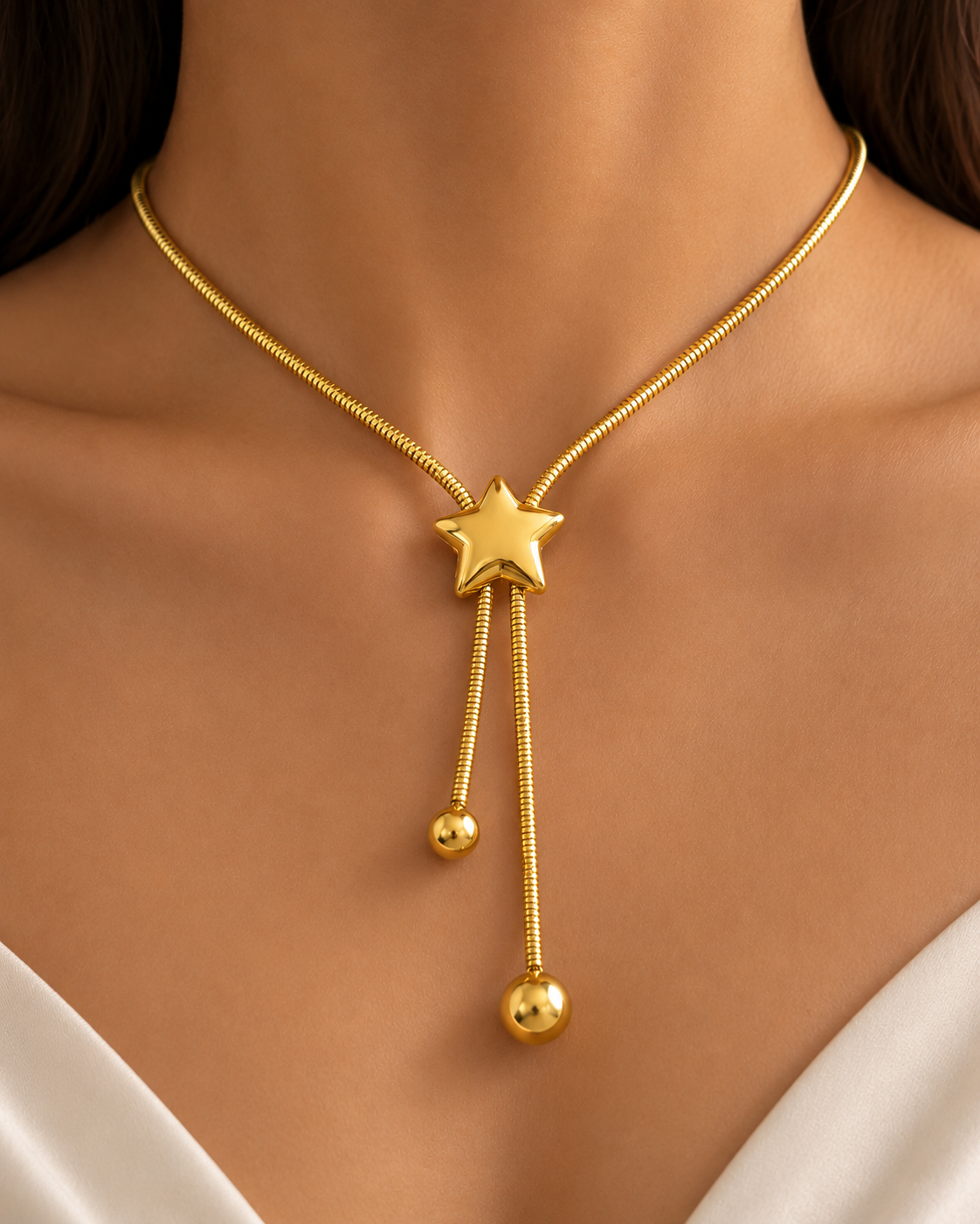 Stellar Drop Snake Chain Necklace