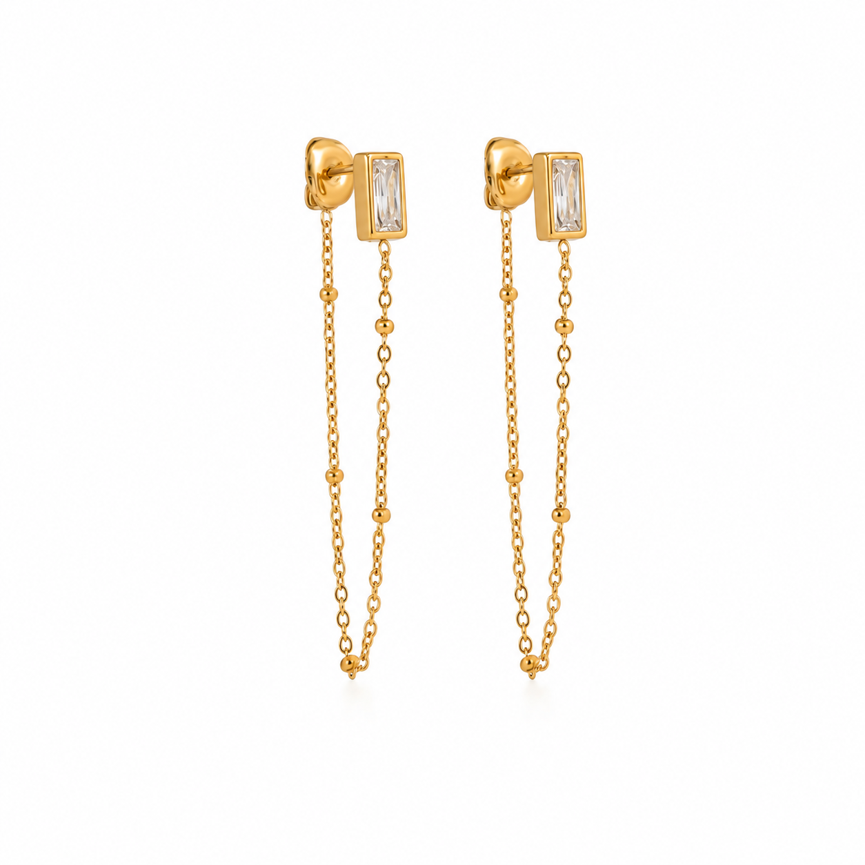 Baguette Chain Studs