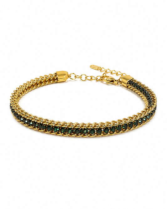 Emerald Crystal Chain Wrap Bracelet