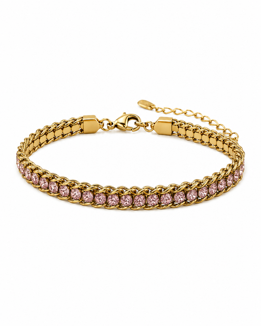 Pink Crystal Chain Wrap Bracelet