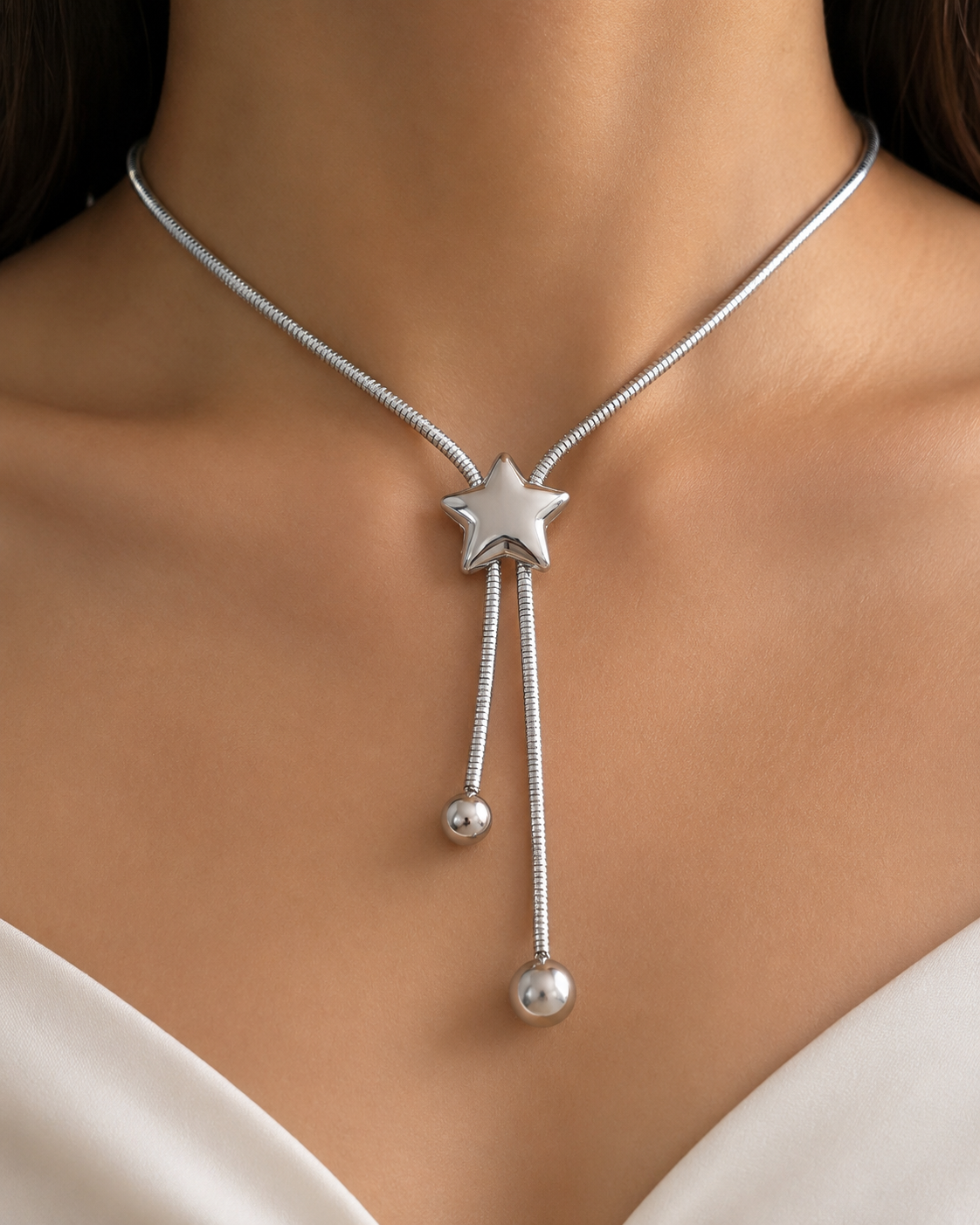 Stellar Drop Snake Chain Necklace