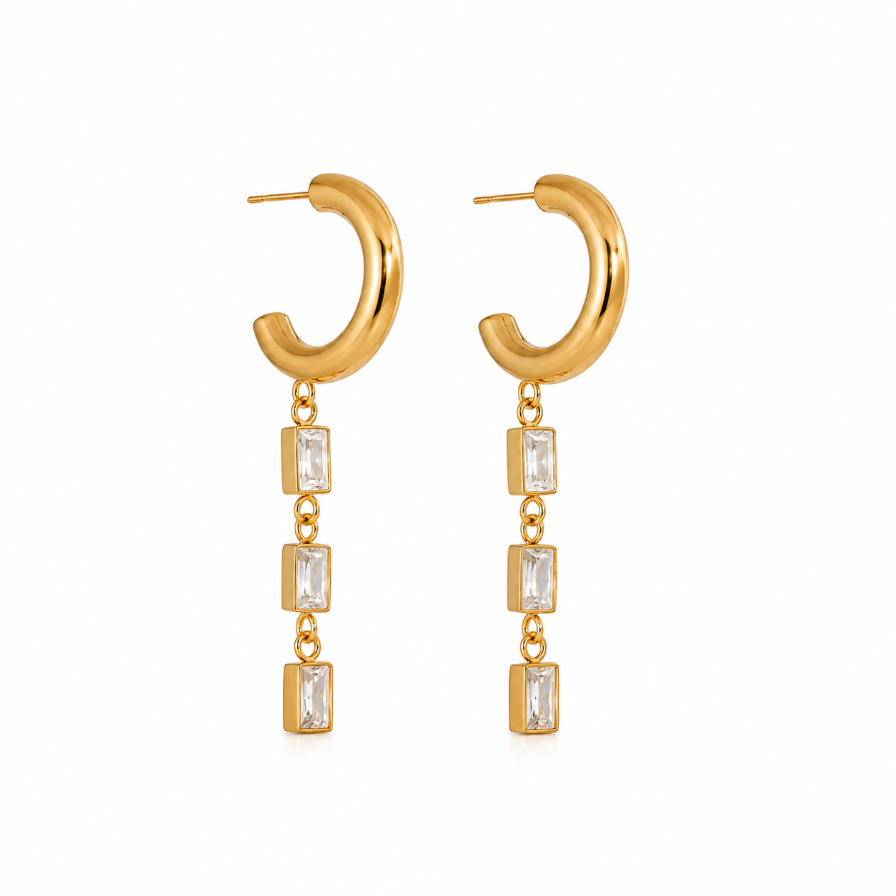 Baguette Drop Hoops