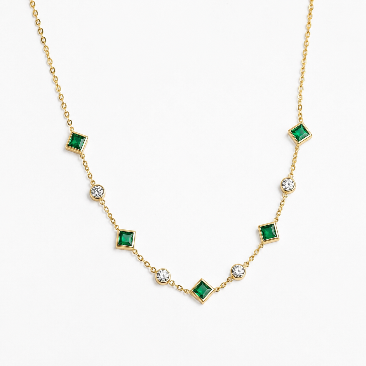 Emerald Geometric
Station Necklace
