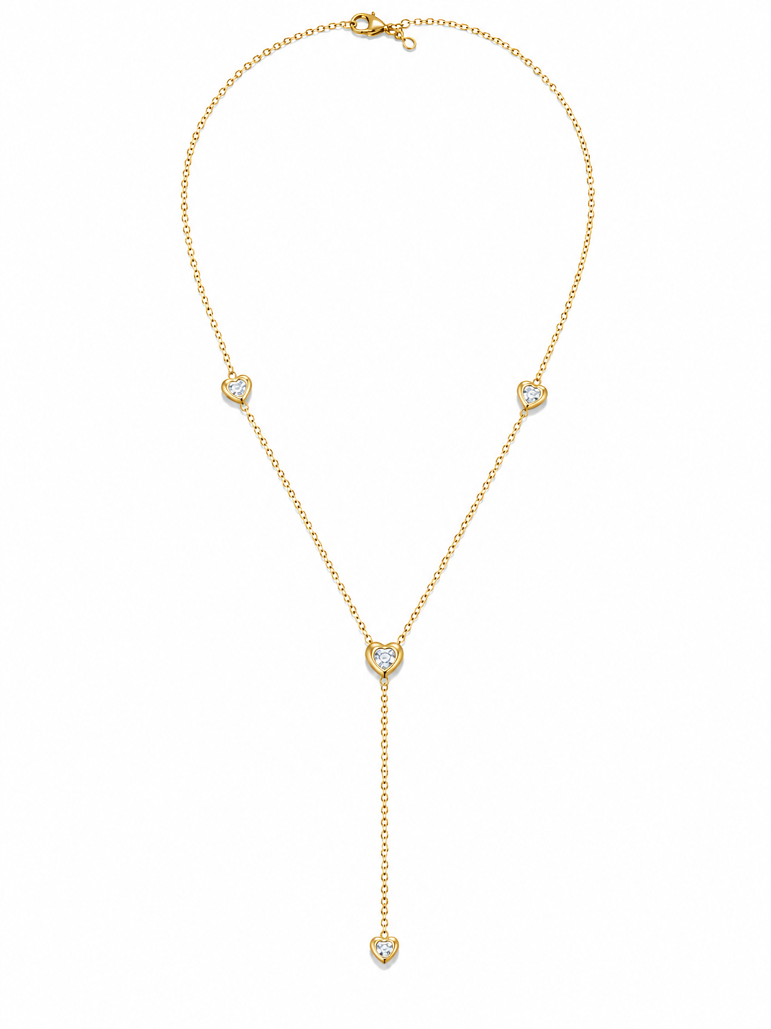 Crystal Heart Y Lariat Necklace