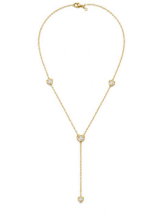 Crystal Heart Y Lariat Necklace