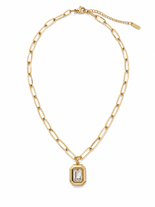 Cut Crystal Paperclip Necklace